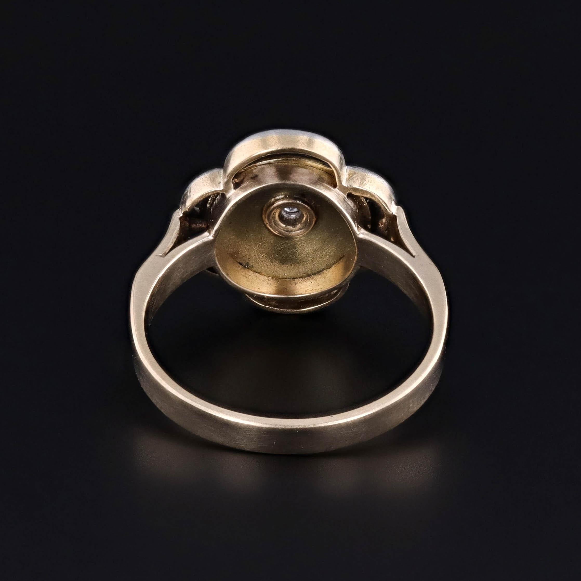 De las mujeres Anillo de esmalte guilloché y diamantes de platino y oro de 14k en venta