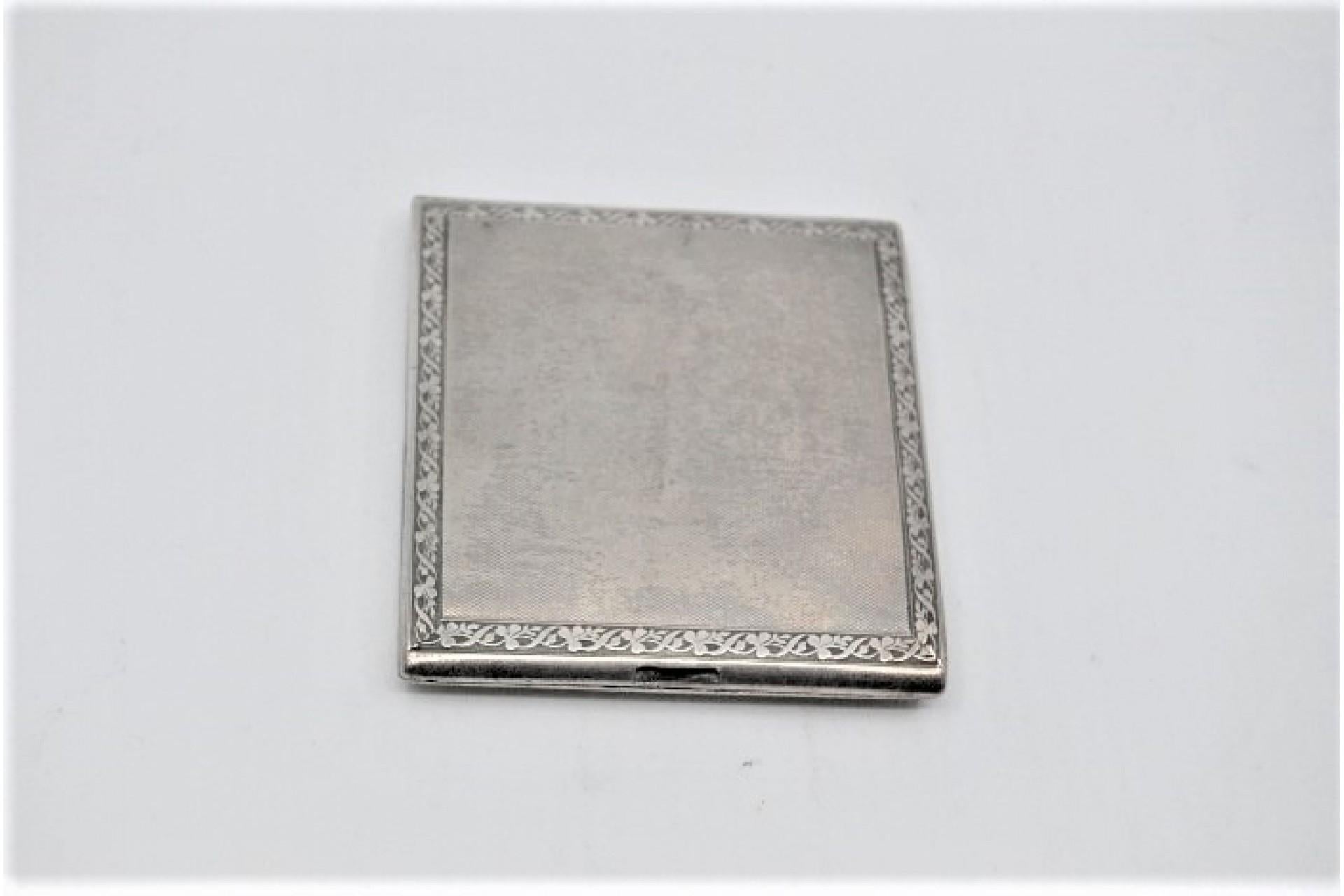 European Guilloche silver cardboard box with a square shape For Sale