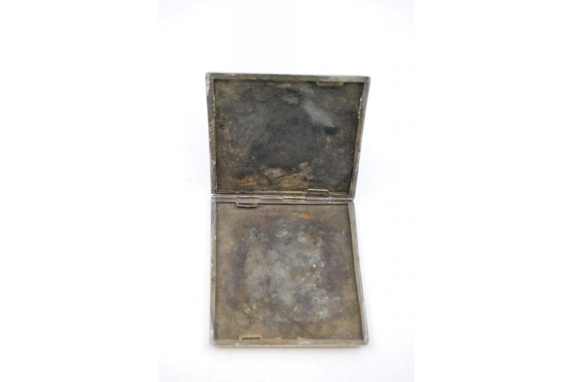 Guilloche silver cardboard box with a square shape In Good Condition For Sale In Porto, PT