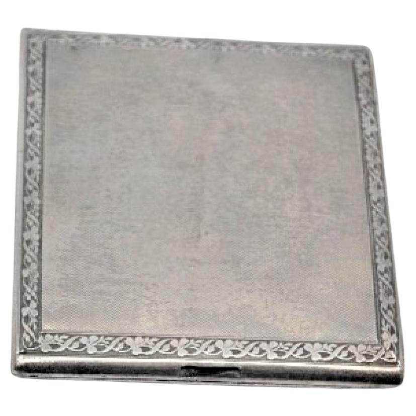 Guilloche silver cardboard box with a square shape For Sale