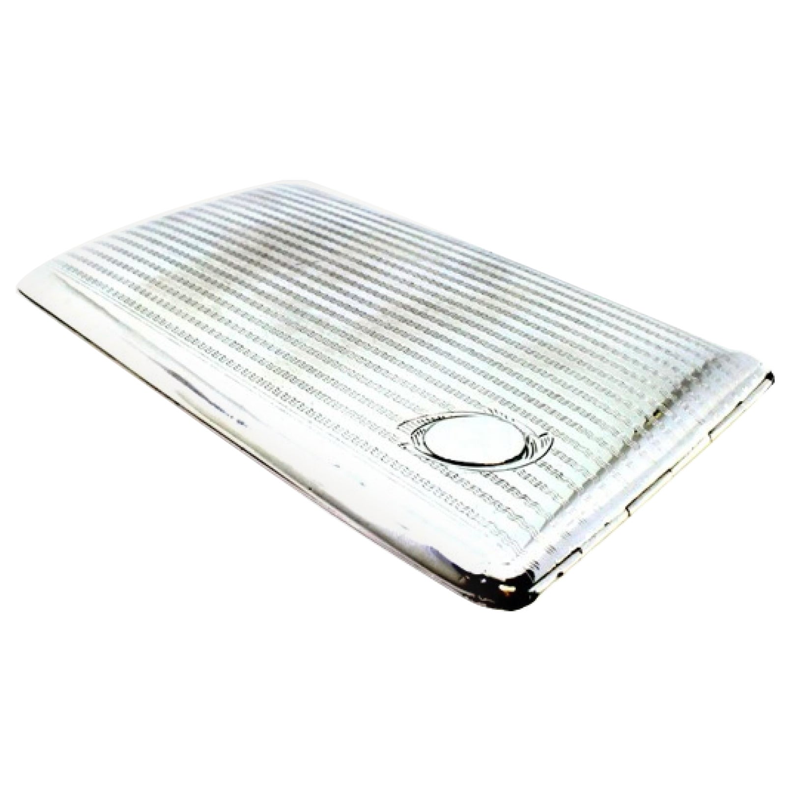 Guilloche silver case with lengthwise bands, monogram and gold interior
