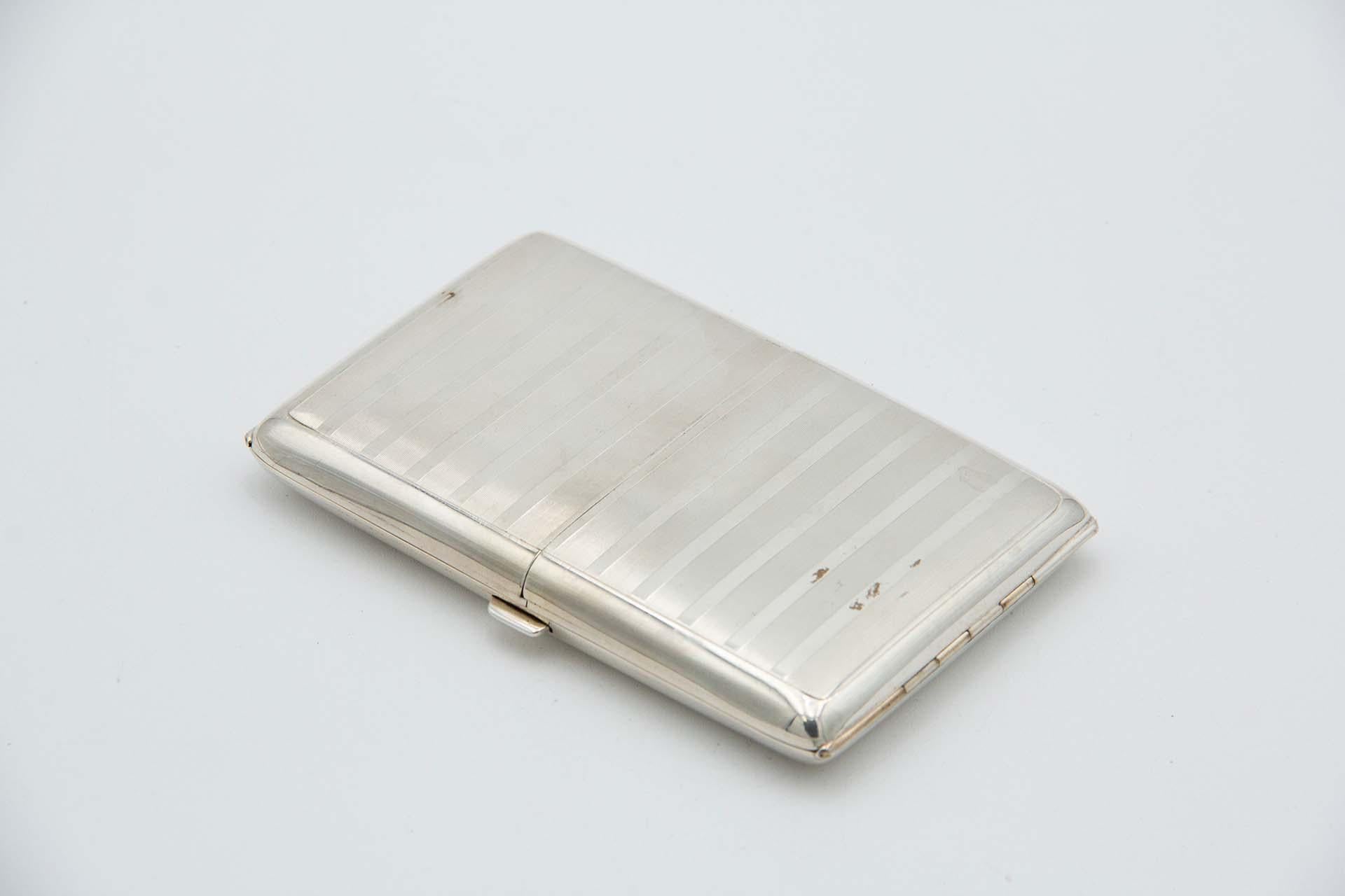 European Guilloche silver cigarette case For Sale