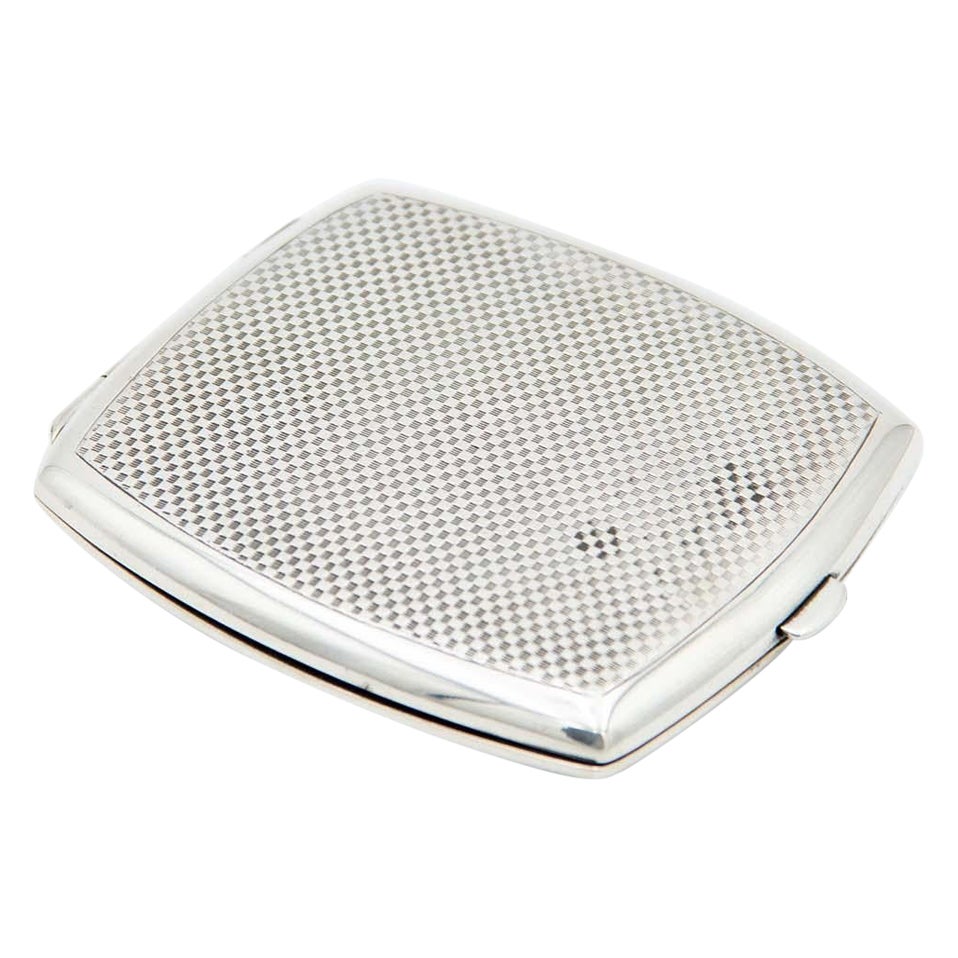 Guilloche silver cigarette case