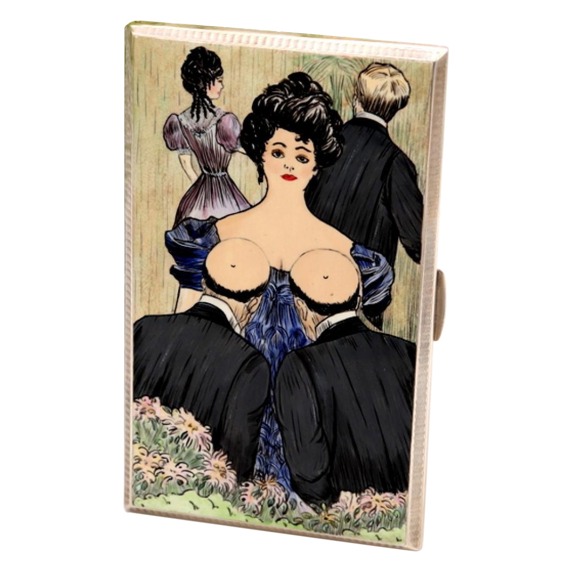 Guilloche silver cigarette case For Sale