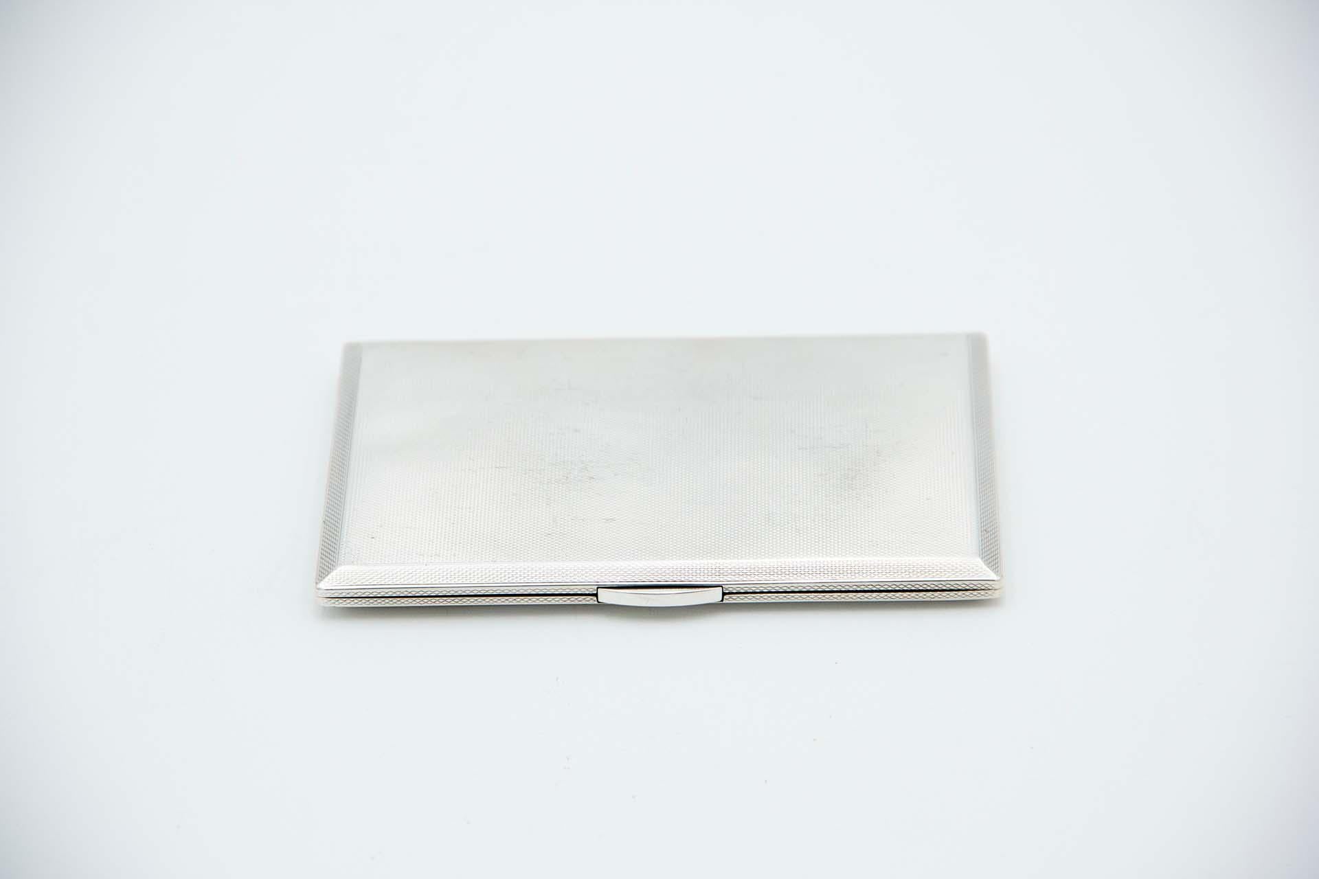 European Guilloche silver cigarette case, surrounding friezes For Sale