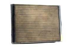 Guilloche silver cigarette case with gold interior and hinged lid