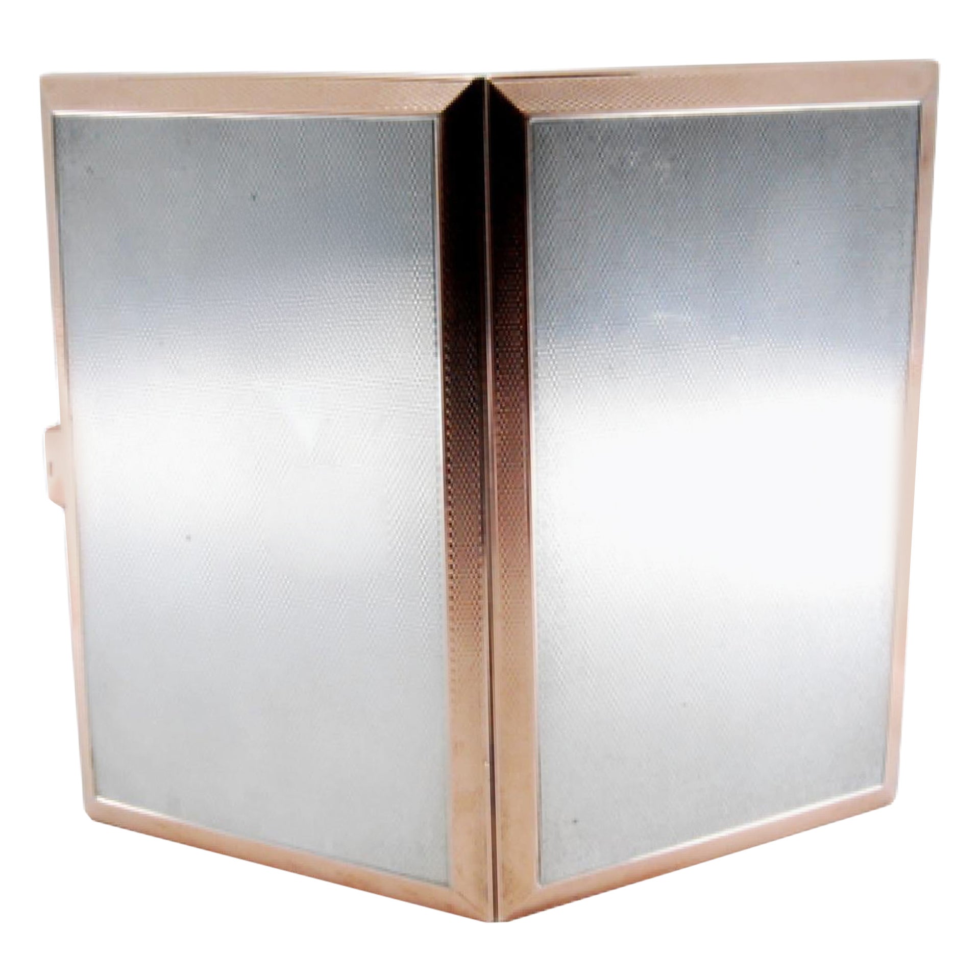 Guilloche silver cigarette case with gold surround and hinged lid