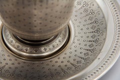 Guilloche silver cup and plate