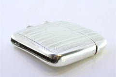 Guilloche silver matchbox with bands and monogram, George V period