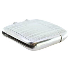 Guilloche silver matchbox with bands and monogram, George V period