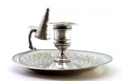 Guilloche silver paddle enclosing a monogram card