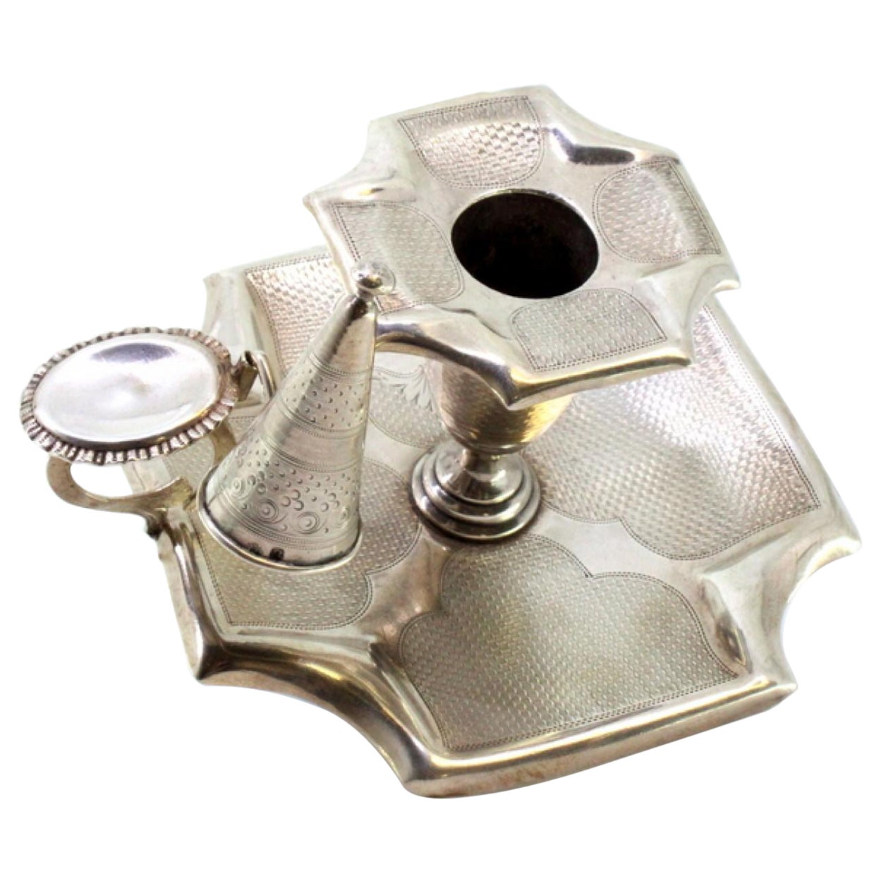 Guilloche silver paddle For Sale