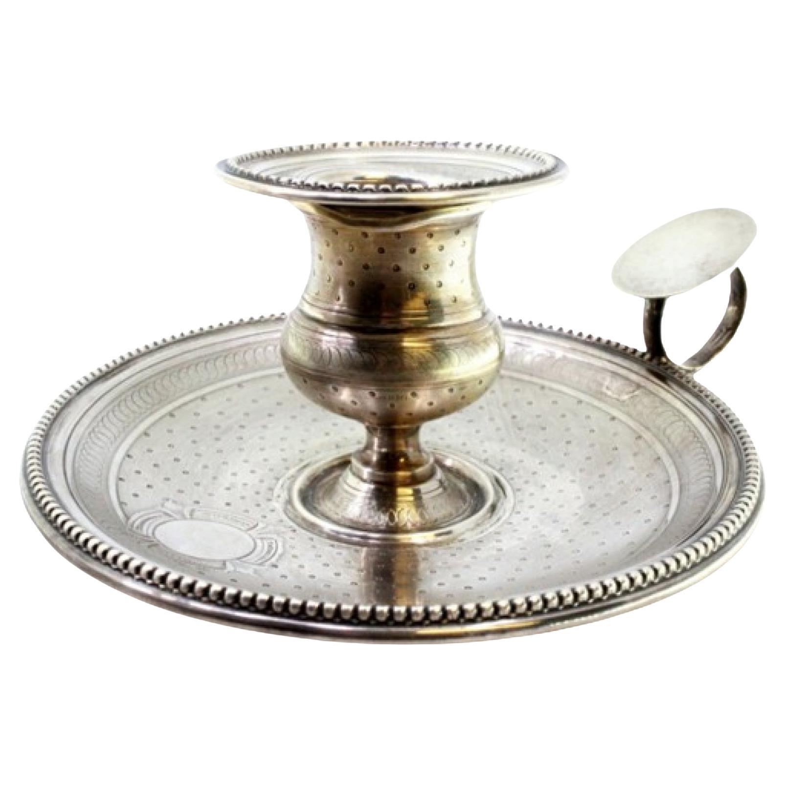 Guilloche silver paddle with pearly friezes