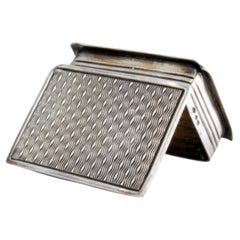 Guilloche silver pill box with hinged lid