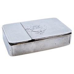 Guilloche silver pill box with two compartments and hinged lids