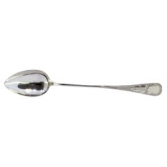 Guilloche silver rice/serving spoon with engraved acanthus and monogram plate