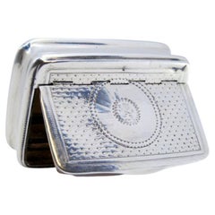 Guilloche silver snuff box with hinged lid 
gilt interior