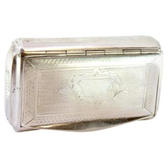 Guilloche silver snuff box with monogram and applied opener