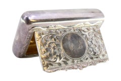 Guilloche silver snuff box with monogram, gilt interior, Edward VII period