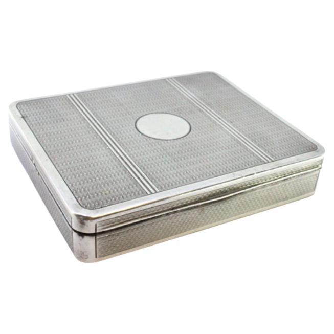 Guilloche silver snuffbox with friezes, monogram 
gold interior