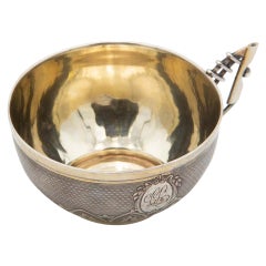 Guilloche silver teacup