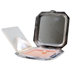 Guilloche silver toiletry box with flower engraving and hexagonal form
