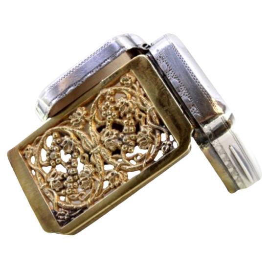 Guilloché silver vinaigrette with cartouche on both sides, George III period en venta