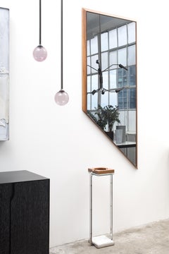 Guillotine Mirror - Honey Walnut with smoke glass mirror