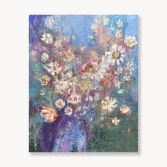 Les Rêveries: Florale Öl- und Pastellmalerei auf Leinwand, 2010er Jahre, Neu, 30x24