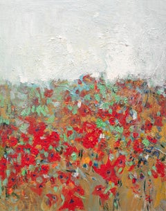 „Once in a Superbloom“: Abstrakte Mischtechnik, Öl auf Holztafel, 2010er Jahre, Neu, 14 x 11