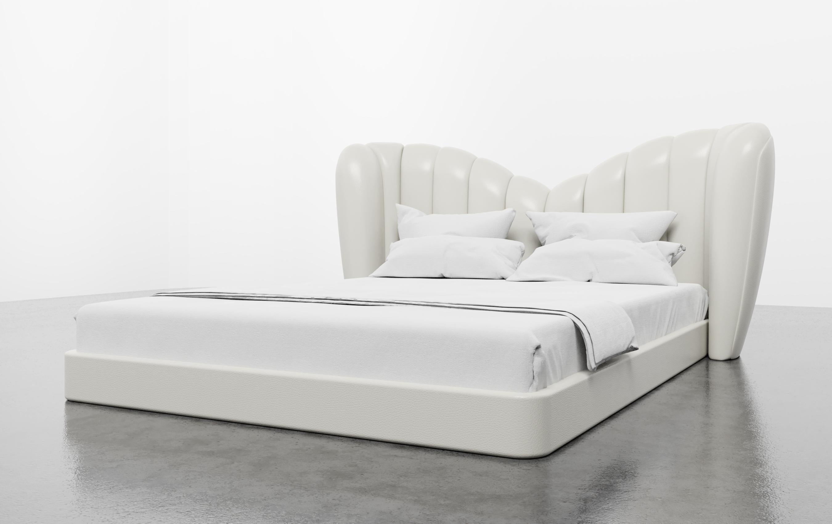 American GUINIVERE BED - Modern Curved Bed in a Luxury Charcoal Velvet