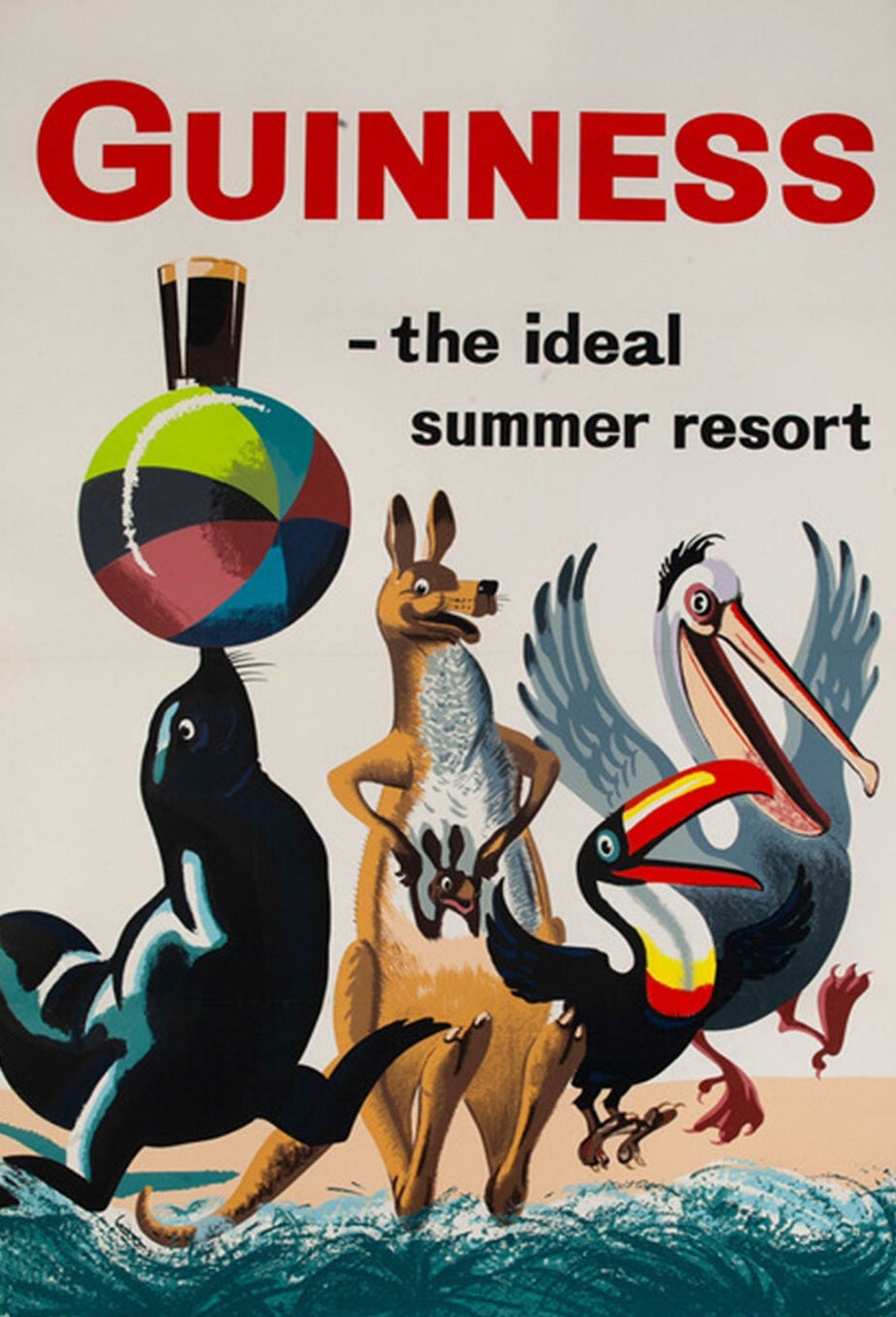 Guinness – Der ideale Sommerurlaubsort: Originalplakat von John Gilroy, 1961 im Angebot