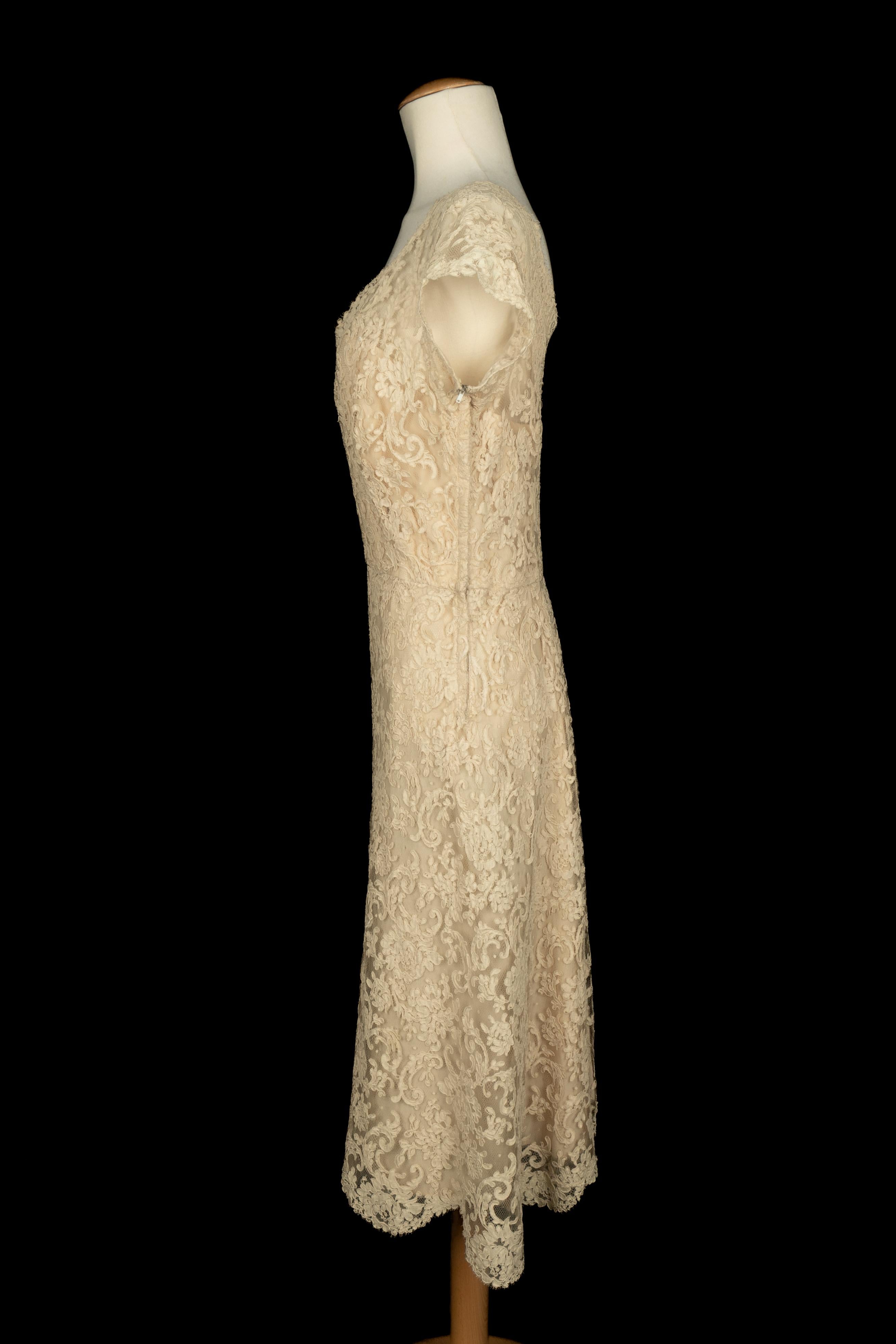 Guipure-Kleid 1950er Jahre im Angebot 2