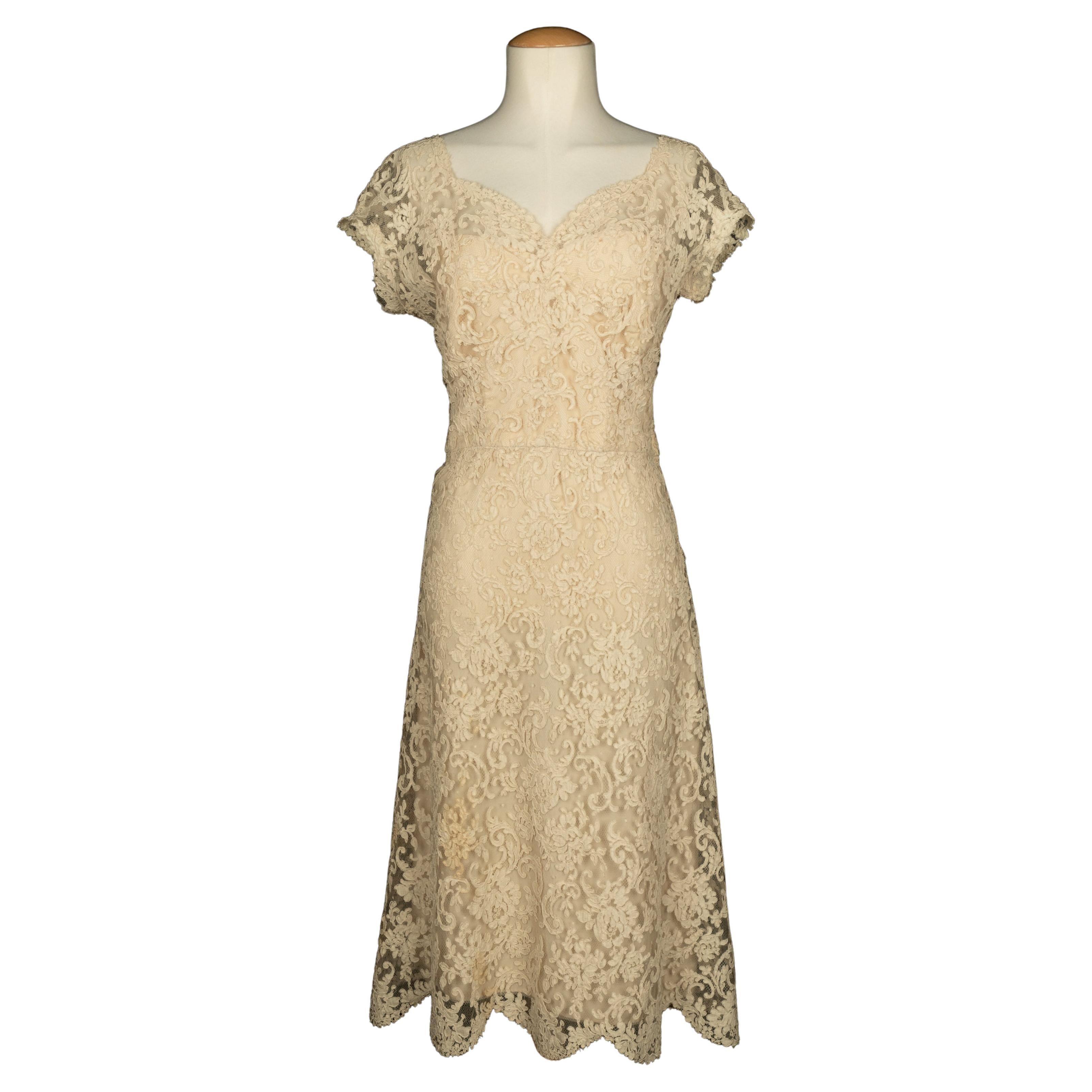 Guipure-Kleid 1950er Jahre