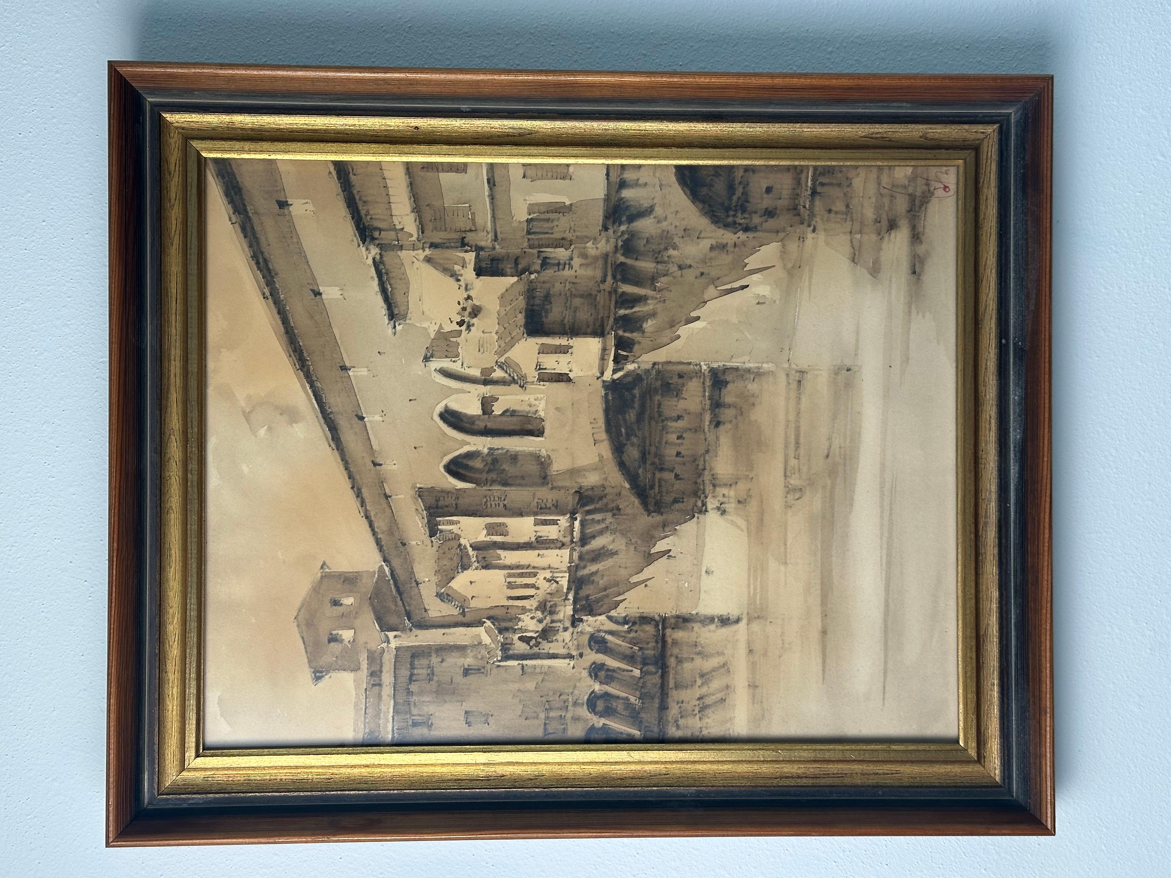 Ponte Vecchio Firenze Florence Italie Peinture paysage urbain en vente 4