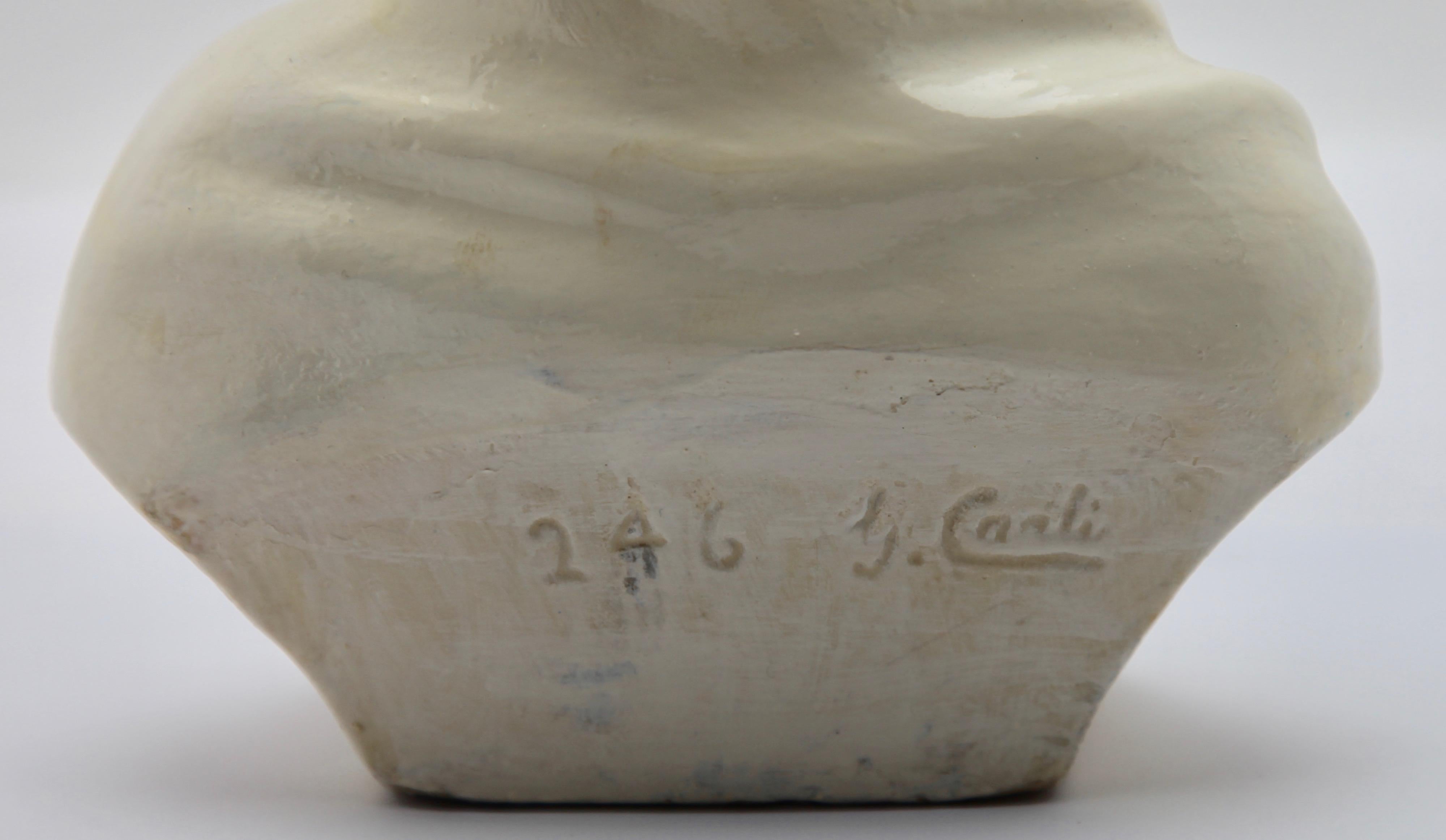 Guiseppe Carli signierte, polychrome Keramikbüste eines arabischen Kopfes im Zustand „Gut“ im Angebot in Verviers, BE