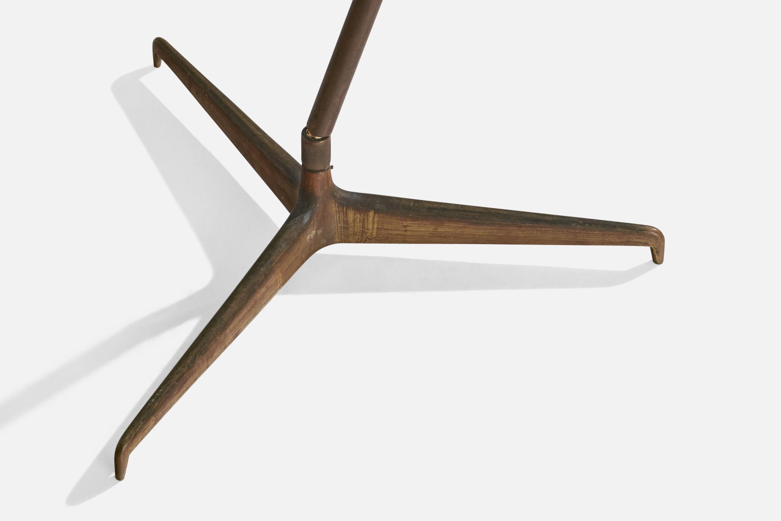 Guiseppe Ostuni, lampadaire, laiton, tissu, Italie, années 1950 en vente 3
