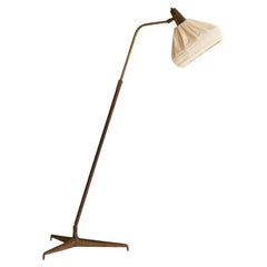 Guiseppe Ostuni, Stehlampe, Messing, Stoff, Italien, 1950er Jahre