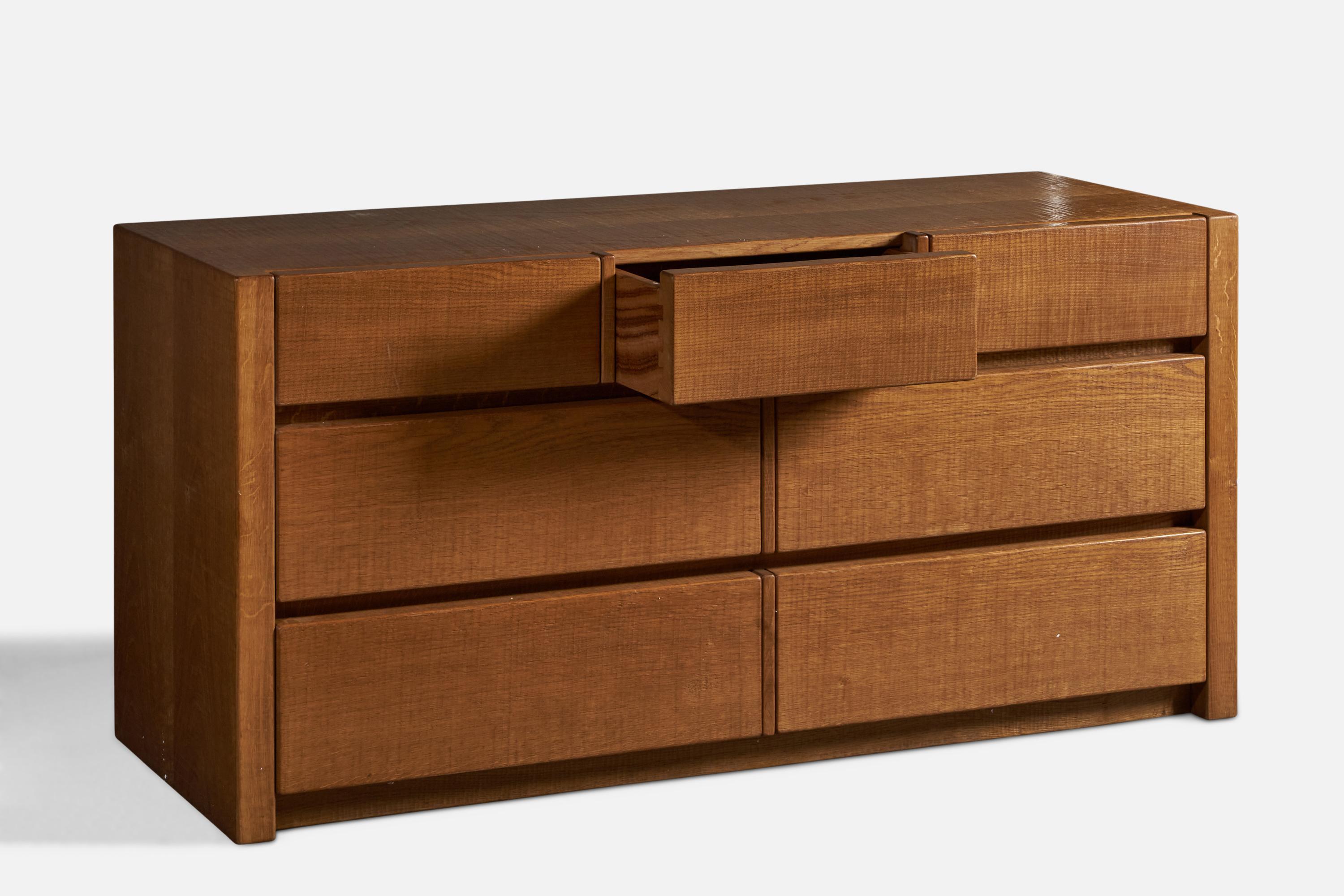Modern Guiseppe Rivadossi, Chest of Drawers, Oak, Italy, 1980s For Sale