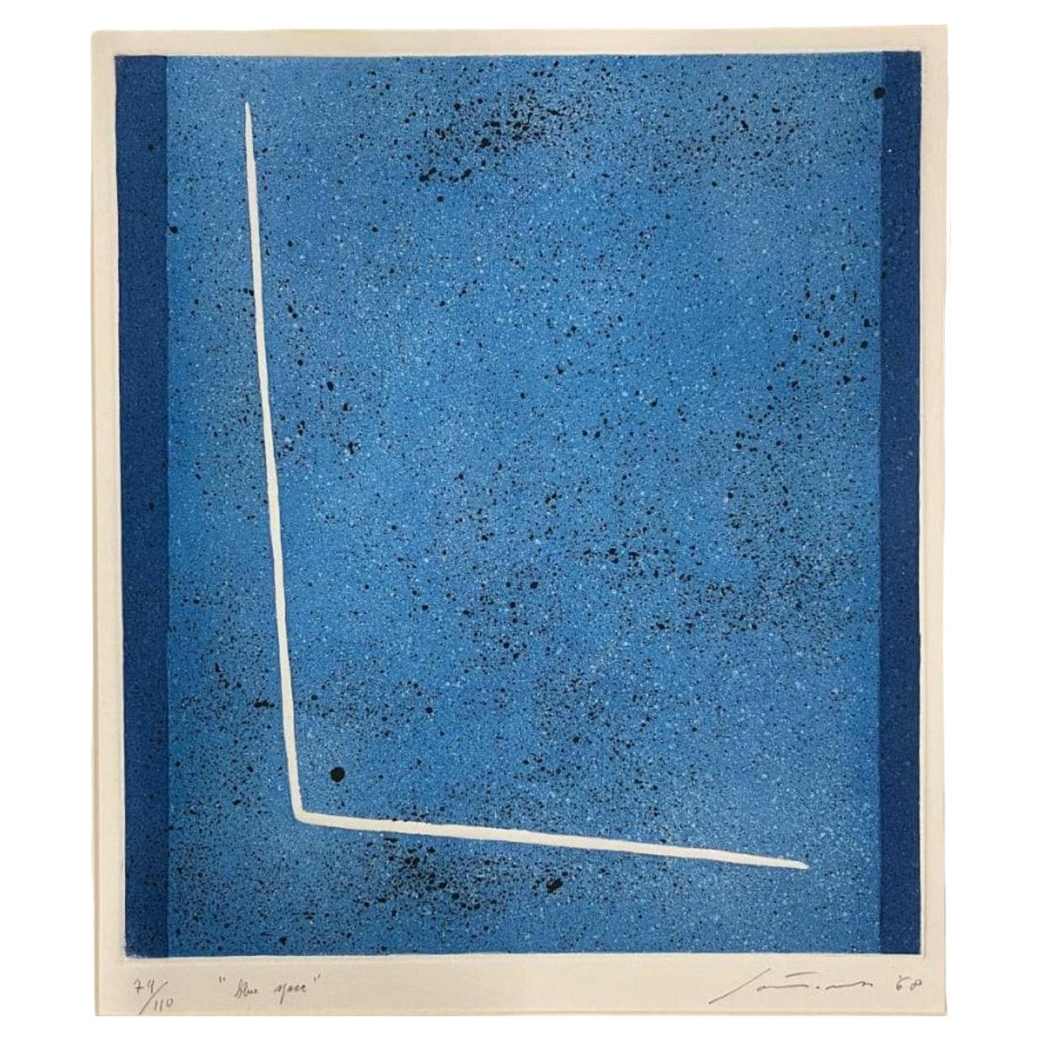 Guiseppe Santomaso (Italian 1907 - 1990) Signed, "Blue Space" Lithograph, 1969.  For Sale
