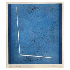 Retro Guiseppe Santomaso (Italian 1907 - 1990) Signed, "Blue Space" Lithograph, 1969. 