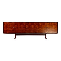 Guiseppe Scapinelli Jacaranda Rosewood Patchwork Credenza Sideboard Brazil 1950s