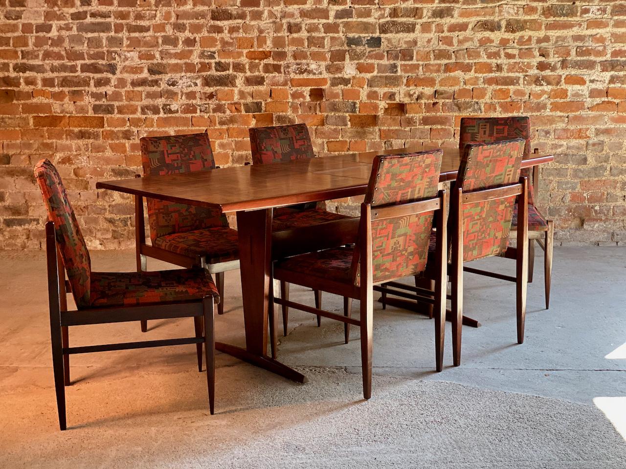 Guiseppe Scapinelli Jacaranda Rosewood Patchwork Dining Table & Chairs, 1950s In Good Condition In Longdon, Tewkesbury