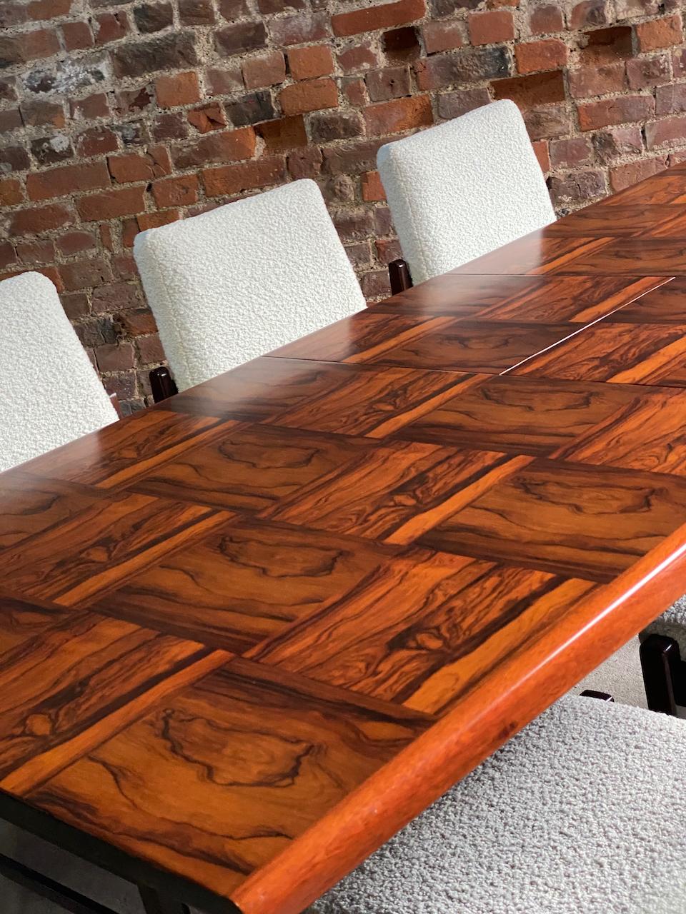 Mid-Century Modern  Guiseppe Scapinelli Parquetry Rosewood Dining Table Brazil 1950 For Sale