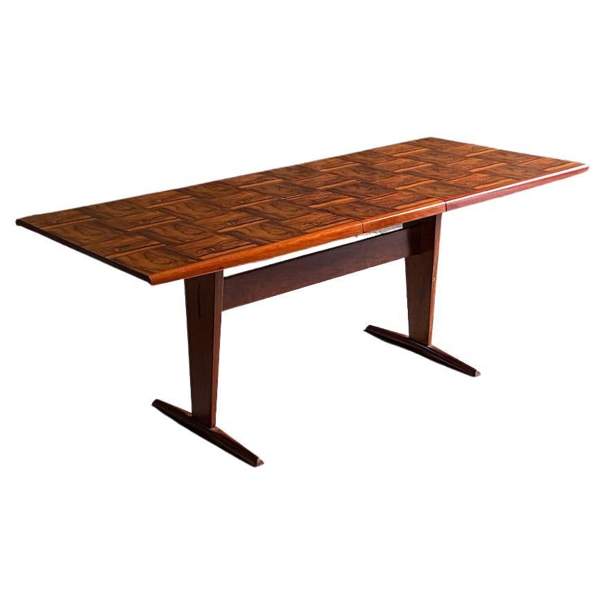  Guiseppe Scapinelli Parquetry Rosewood Dining Table Brazil 1950 For Sale