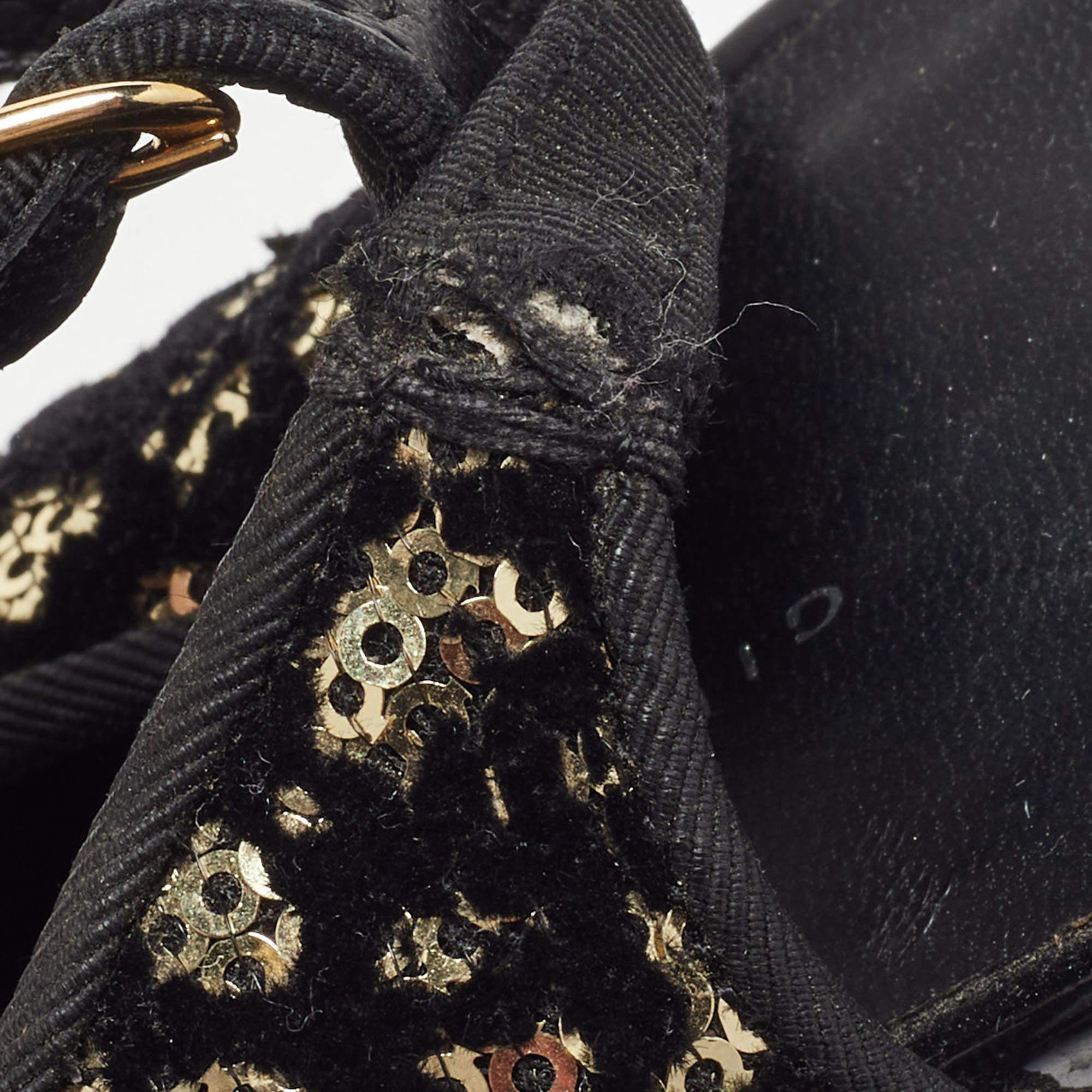 Noir Guiseppe Zannotti - Sandales à plateforme à bout ouvert et bride arrière en velours et sequins, taille 37 en vente
