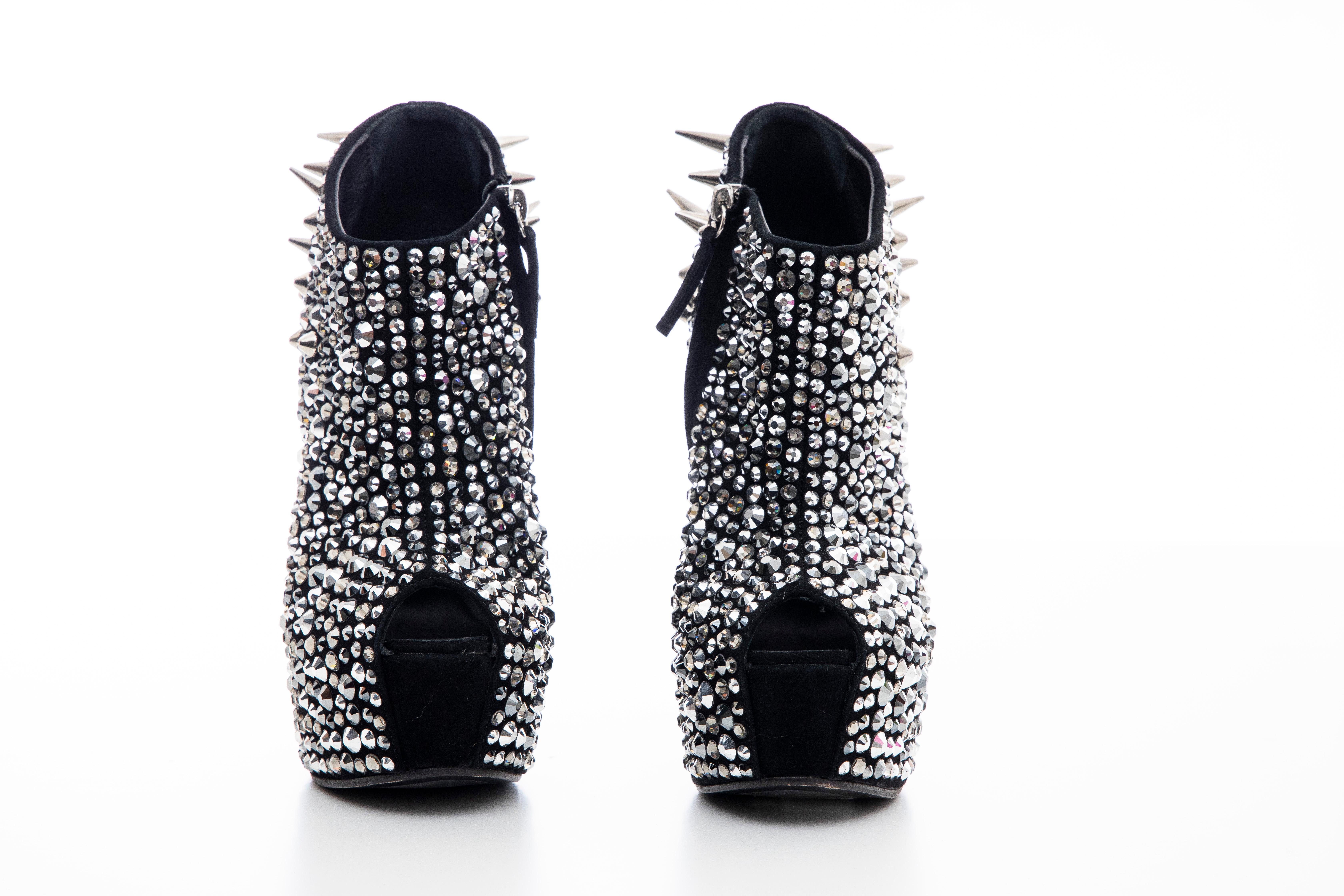 Guiseppe Zanotti Black Suede & Silver Spikes Embellished Wedges, Fall 2012 6