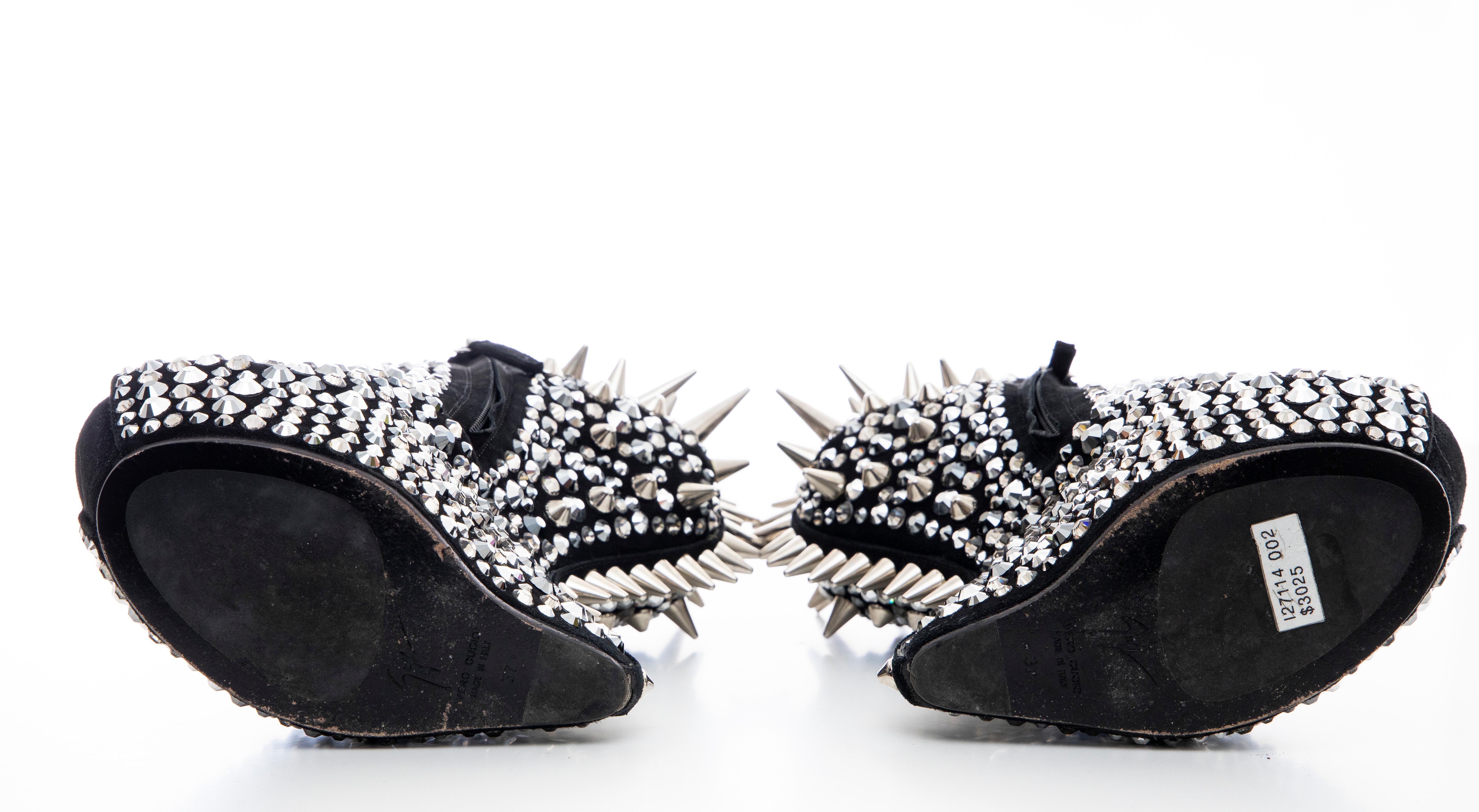 Guiseppe Zanotti Black Suede & Silver Spikes Embellished Wedges, Fall 2012 7