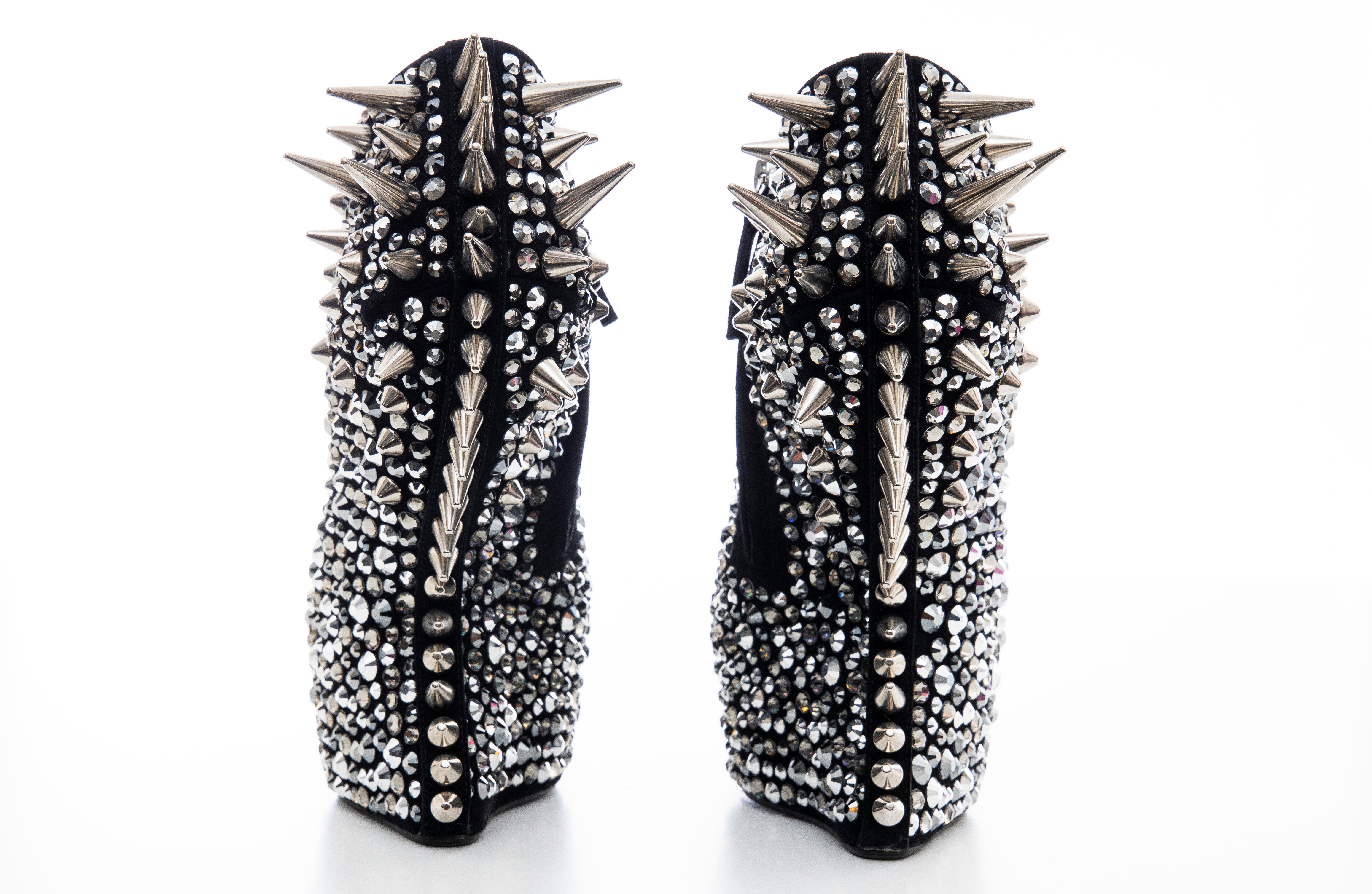 Guiseppe Zanotti Black Suede & Silver Spikes Embellished Wedges, Fall 2012 9