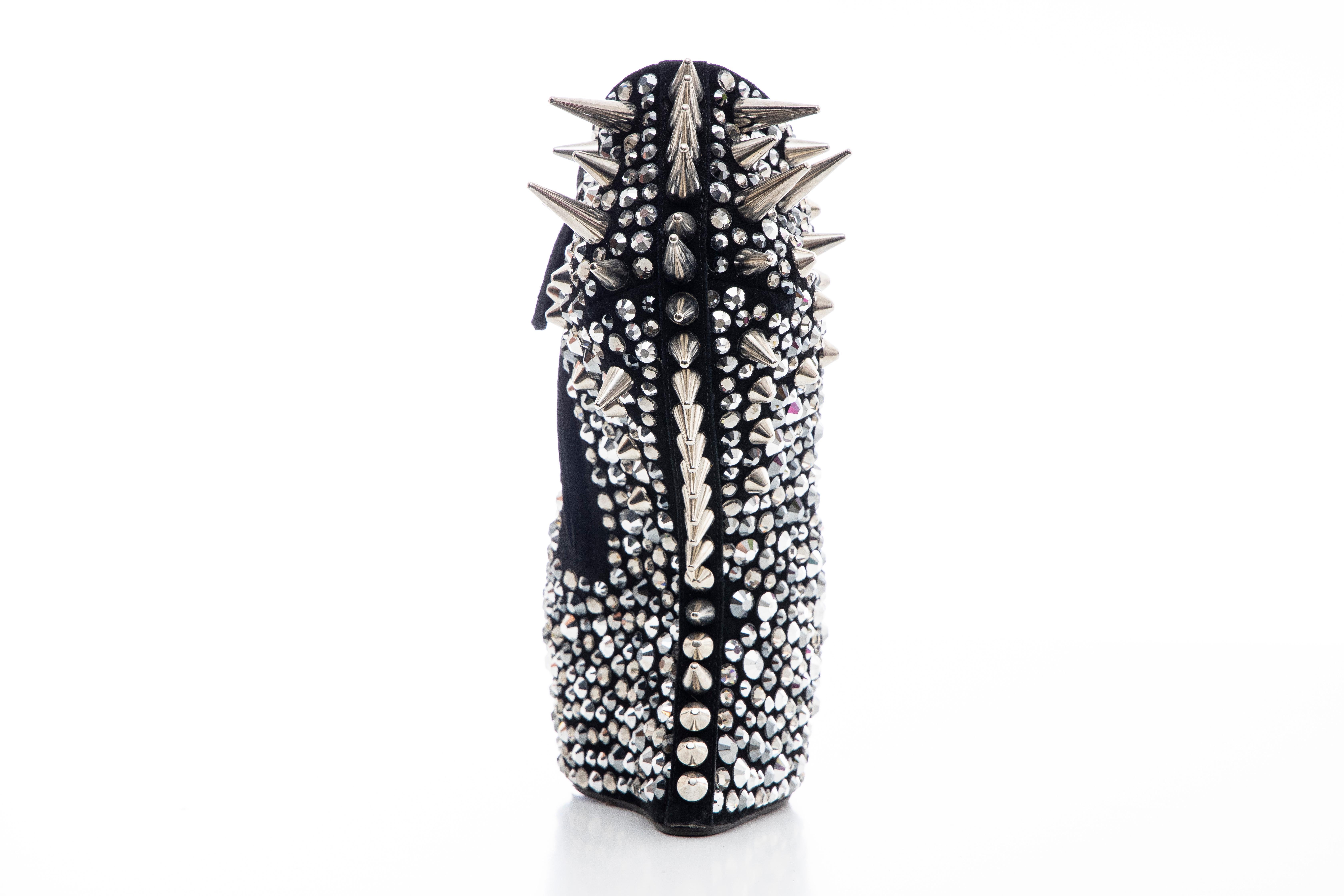Guiseppe Zanotti Black Suede & Silver Spikes Embellished Wedges, Fall 2012 3